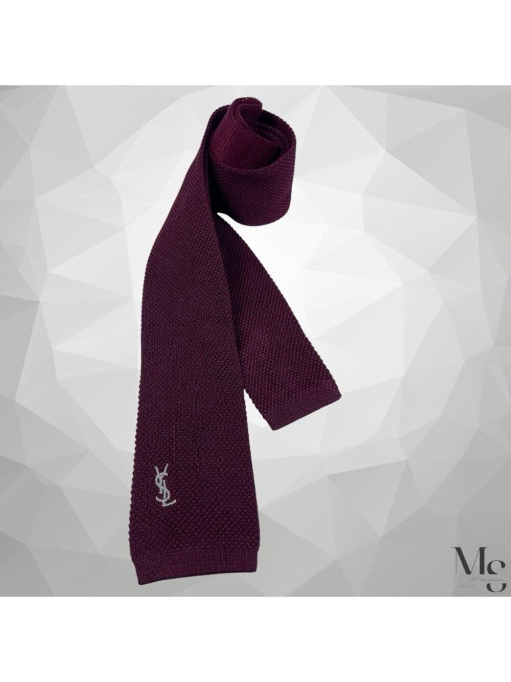 YVES SAINT LAURENT Burgundy Solid Cotton Knit Tie Made In Italy 52"-2.5" EUC